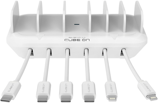 큐브온 올 퀵차지 6포트 고속 멀티 충전기, 화이트, 1개