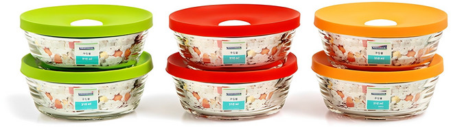 글라스락 쿠킹볼 밀폐용기 세트, 1세트, 310ml