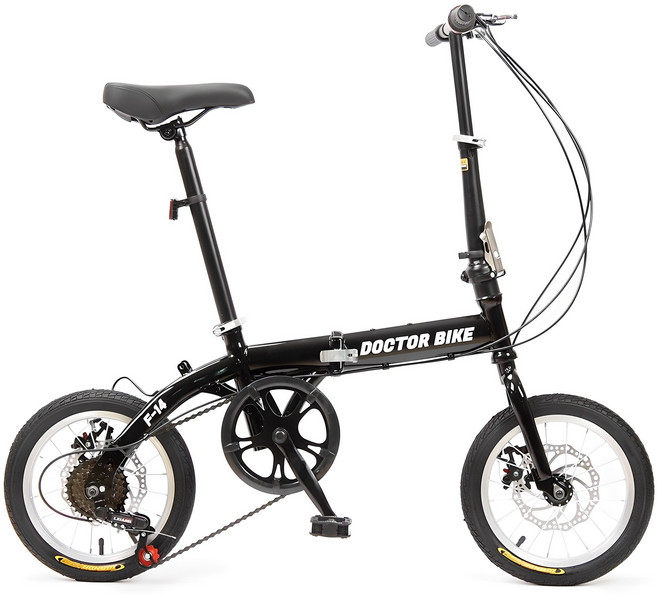 닥터바이크 미니벨로 6단 기어 자전거 F-14, 블랙, 94cm, 1개