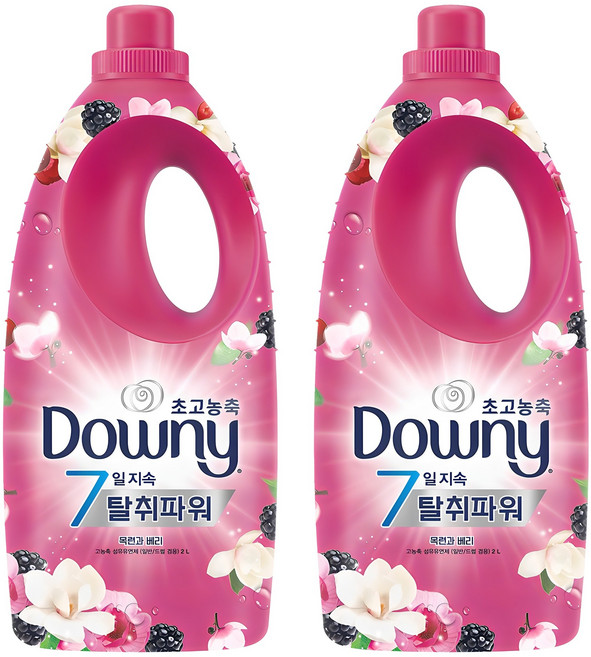 다우니 고농축 섬유유연제 목련과 베리향 본품, 2L, 2개
