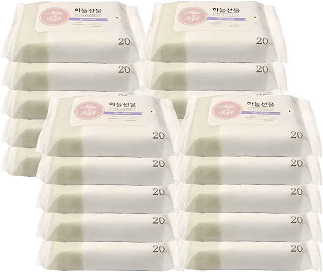 하늘선물 미니 물티슈 휴대형, 20개, 20개입