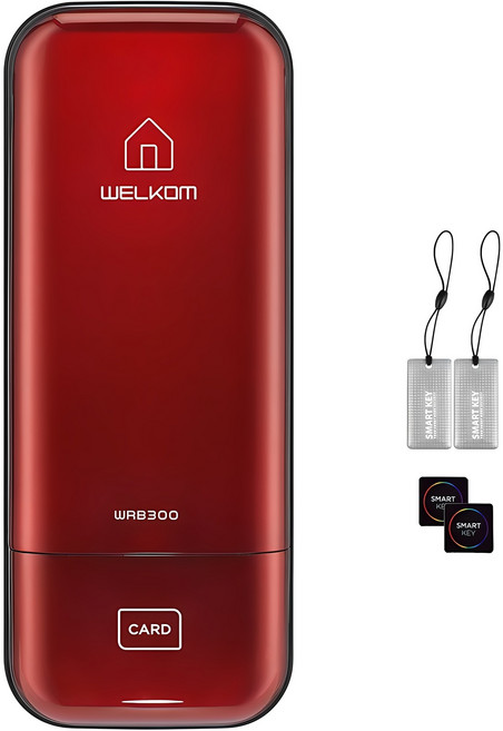 솔리티 웰콤 스마트 보조키 손잡이없음 도어락 WRB-300, WRB-300(레드), 고객직접설치