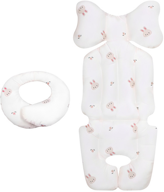 베베누보 사계절 양면 유모차 시트 라이너 + 목쿠션 세트, 미니래빗, 1세트