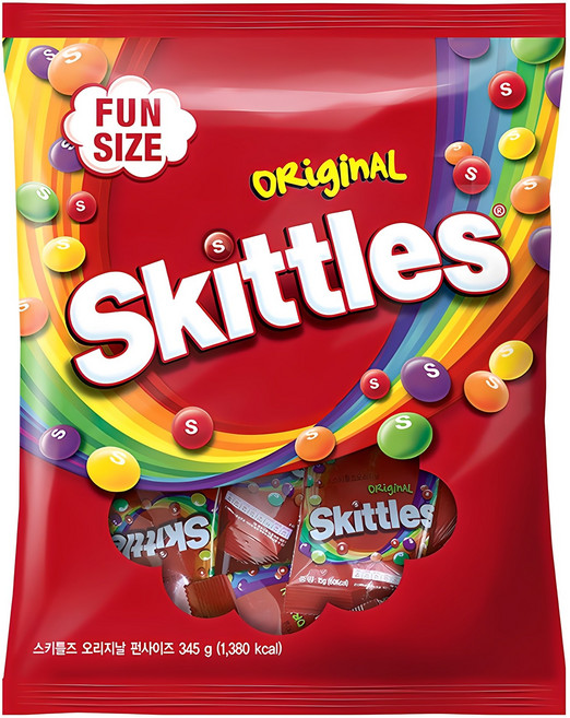 스키틀즈 오리지날 펀사이즈 캔디, 345g, 1개