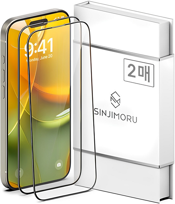 신지모루 풀커버 하이브리드 강화유리 휴대폰 액정보호필름 2매입, 1세트