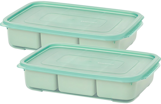 이지앤프리 튼튼이 웨이브킵 냉동실 나눔 정리용기 3칸 1700ml, 1개입, 2개