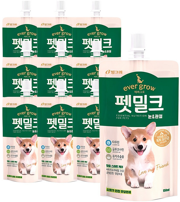에버그로 강아지 펫밀크, 눈&관절, 150ml, 10개
