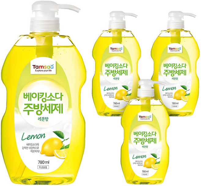 탐사 베이킹소다 주방세제 레몬향, 780ml, 4개