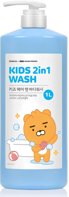 베비언스 리틀카카오프렌즈 키즈 헤어 앤 바디워시 블루, 1L, 1개