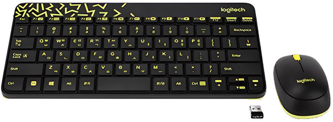 로지텍 NANO 무선 콤보 키보드 마우스 세트, MK240, 블랙