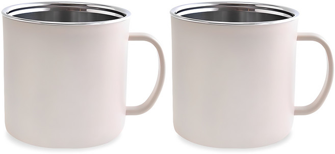 디유 스텐 머그컵 300ml, 아이보리, 2개