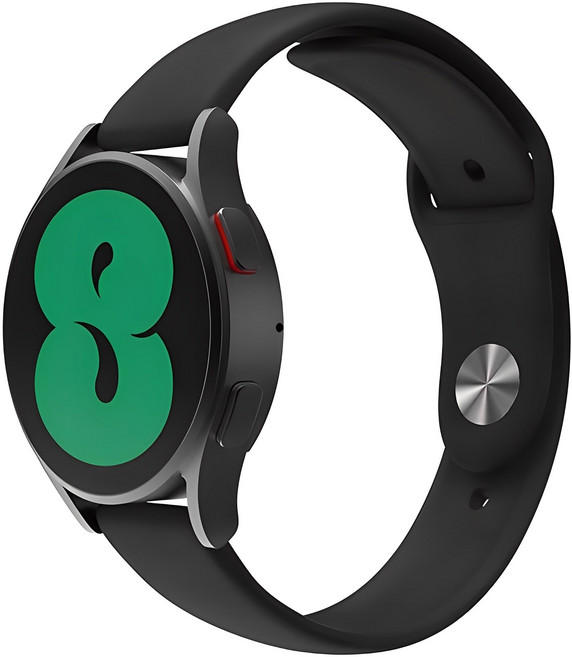 신지모루 갤럭시워치 호환 실리콘 밴드 스트랩, 블랙, 1개