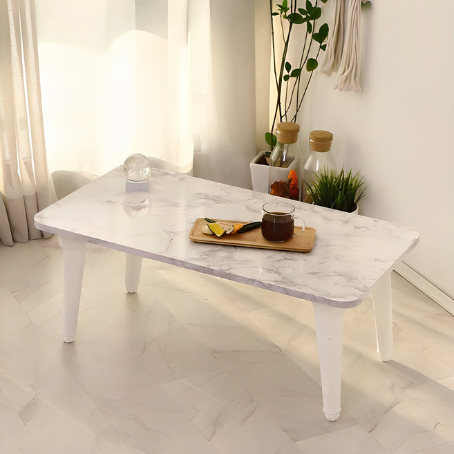 트리팜 국내제작 LPM 6단 높이조절 접이식 750 테이블, 비앙코마블