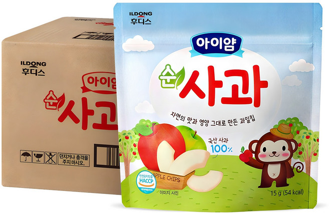 아이얌 일동후디스 아이얌 동결건조 과일칩 순사과, 15g, 10개