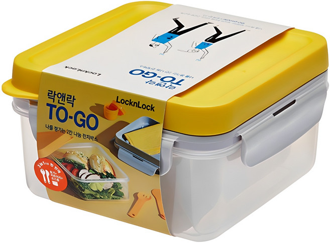 락앤락 투고 나를 챙기는 2칸 나눔 런치박스 일반도시락, Yellow, 1개