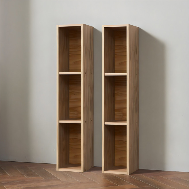 슬림 책장 2p 세트, 오크, 3단