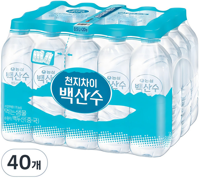 백산수 무라벨 생수, 500ml, 40개