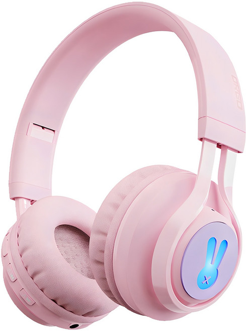 디알고 청력보호 블루투스 LED 키즈 헤드폰, 핑크, DRGO-BH06CK