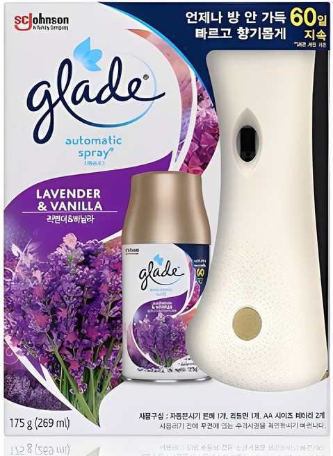 그레이드 자동분사 방향제 기기 본품 + 방향제 리필 세트, 269ml, 1세트, 라벤더&바닐라