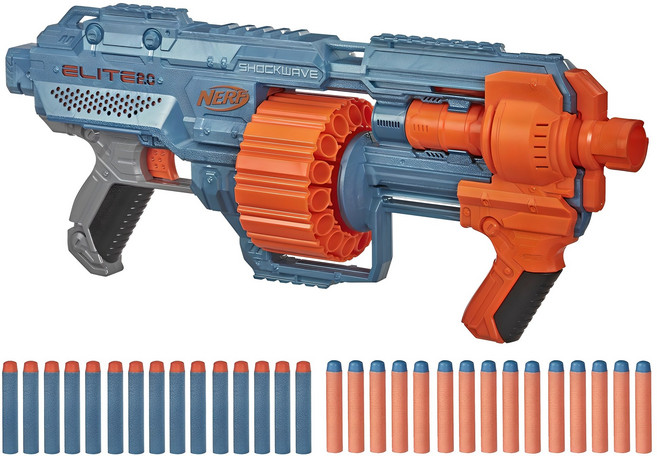 Hasbro 孩之寶 NERF 樂活打擊 Elite 2.0 Shockwave 兒童玩具槍, 橘色等