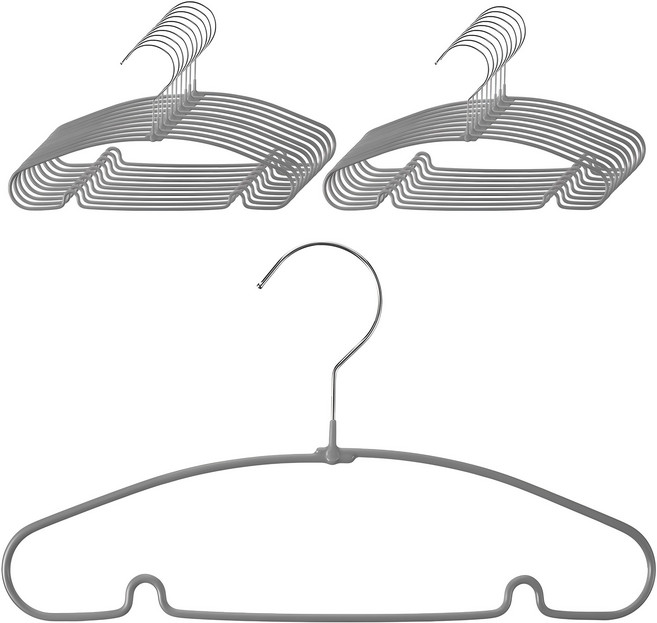 코멧 코팅 논슬립 키즈 옷걸이, 그레이, 20개
