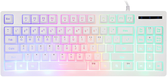 ABKO HACKER 彩虹 LED 遊戲薄膜式有線無數字鍵盤, 白色, K150, 製造商軸