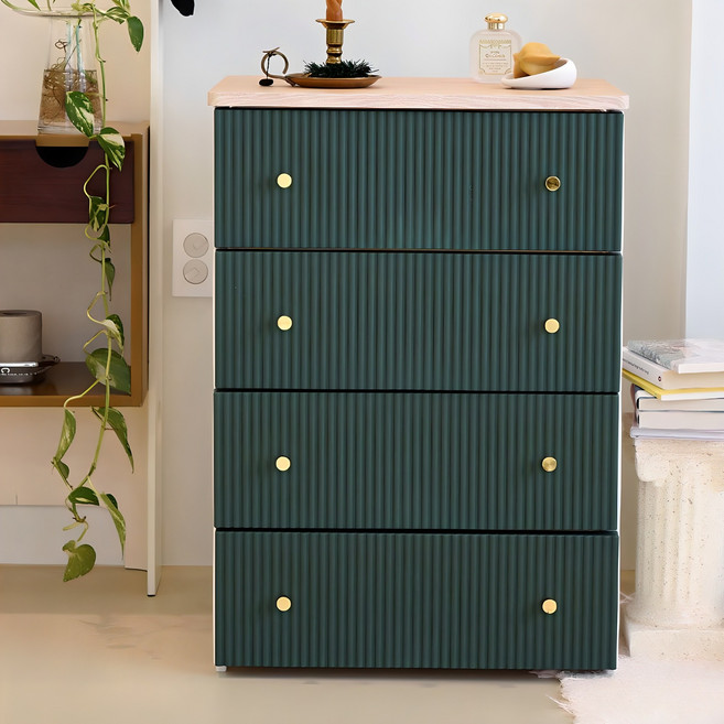 보노하우스 국내 제조 카밀라 템바보드 서랍장 4단, 딥 그린, 4개