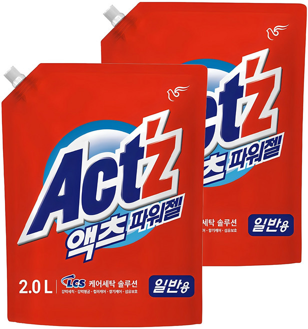 액츠 파워젤 세탁세제 일반용 리필, 2L, 2개
