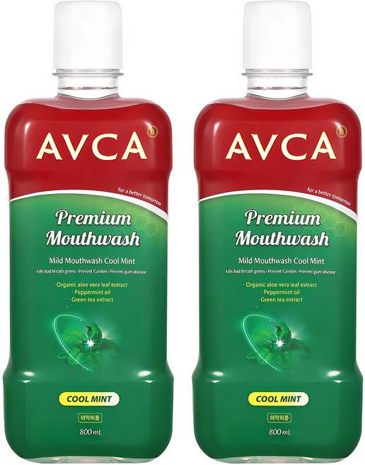 아브카 마일드 대용량 쿨 민트향 구강청결제, 800ml, 2개