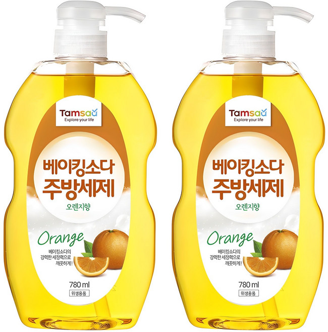 탐사 베이킹소다 주방세제 오렌지향, 780ml, 2개