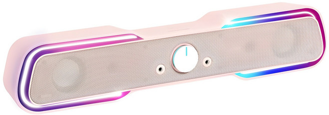 로이체 2채널 멀티미디어 RGB 레인보우 LED 게이밍 사운드바, RSB-G5000(베이비핑크), 베이비핑크