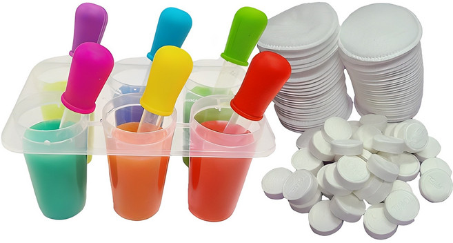 단비나인 물감놀이 스포이드 6p + 홀더 6구 + 화장솜 50p + 코인티슈 40p, 혼합색상