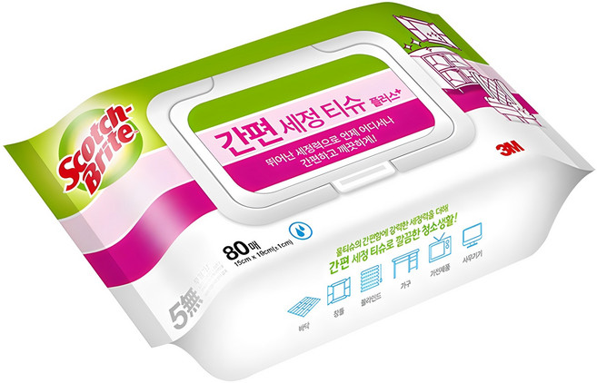 스카치브라이트 간편세정티슈 플러스 80매, 1개