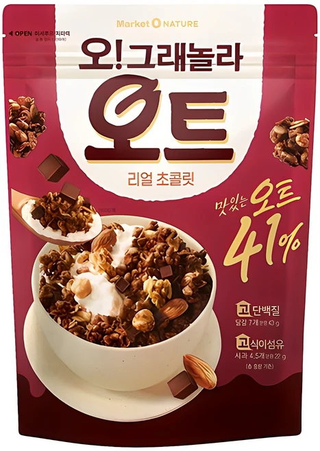 마켓오네이처 오그래놀라 오트 리얼 초콜릿 시리얼, 360g, 1개 - 쿠팡