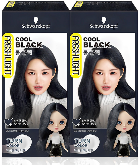 프레쉬라이트 턴컬러 염색제, 쿨블랙, 2개