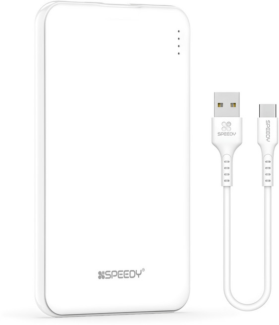 스피디 슬림핏 보조배터리 5000mAh + C타입 케이블, SPE-PBCP50, WHITE