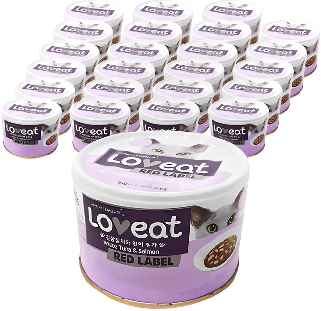 사조러브잇 고양이 레드라벨 간식캔, 혼합맛(흰살참치/연어), 160g, 24개