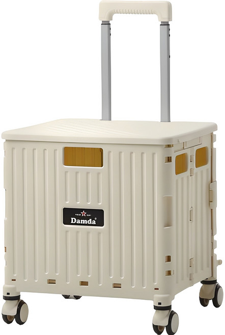 이소품 담다 접이식 쇼핑카트 4바퀴 L, 아이보리, 1개