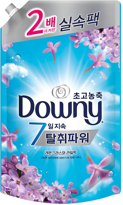 다우니 탈취파워 초고농축 섬유유연제 레몬그라스와 라일락 리필, 1.6L, 1개