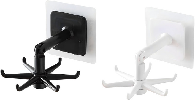 문어발 회전 다용도걸이, 블랙 + 화이트, 1세트