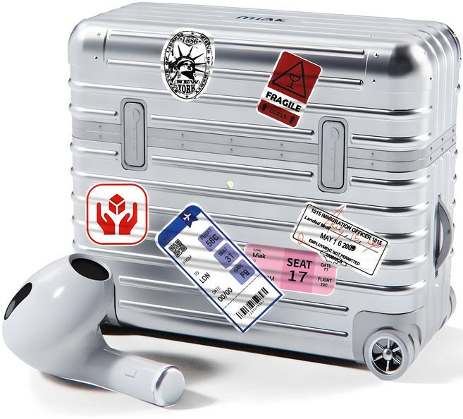 미아크 에어팟 캐리어 케이스 + 스티커 3종 세트, 에어팟3세대, 실버, 1개