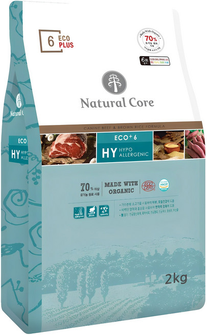 네츄럴코어 전연령 강아지 에코플러스6 건식사료, 소, 2kg, 1개