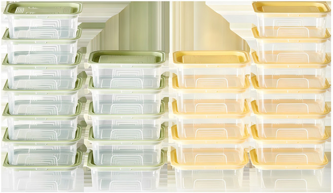 이지앤프리 퓨어닛 밥보관용기 레몬 옐로우 12p + 올리브 그린 12p 세트, 24개, 1세트