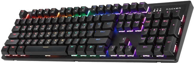 ABKO 可替換鍵盤軸彩虹動感LED有線機械式鍵盤, 黑色, K560, 青軸