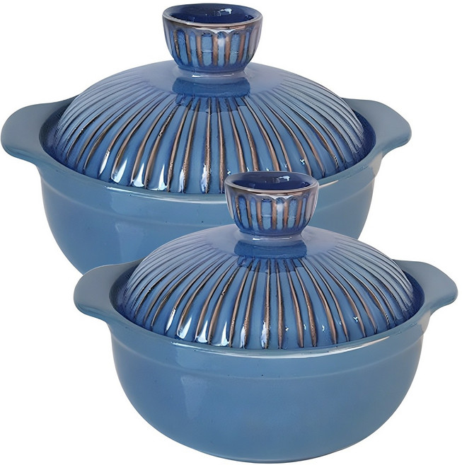 해피정 라인A 직화뚝배기 블루 2종 세트, 1세트