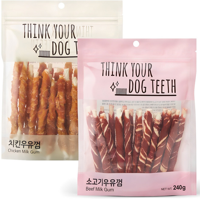 띵크유어도그티 강아지 스틱 치킨 24p + 소고기 20p 간식, 치킨, 소고기, 240g, 1세트