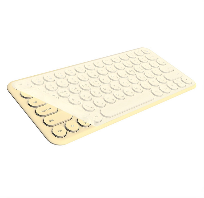 아이노트 멀티 페어링 블루투스 무선 텐키리스 키보드 + 키스킨 세트, 버터옐로우(키보드), X-KEY 38BT, 제조사축