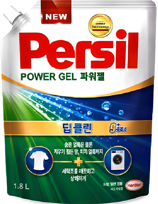 퍼실 딥클린 파워젤 플러스 겸용 액상세제 리필, 1.8L, 1개