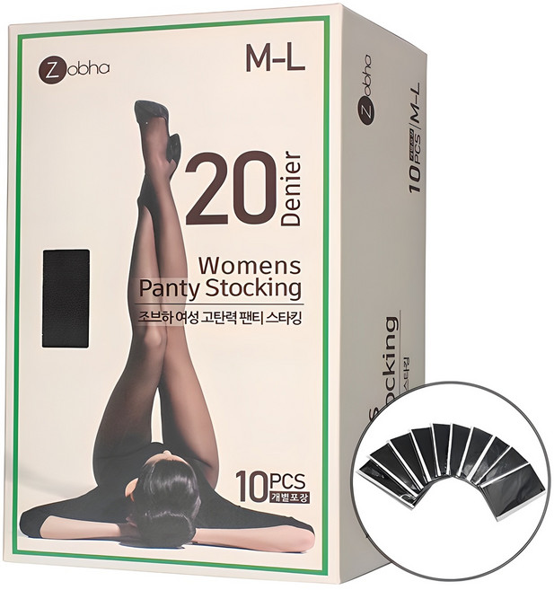 조브하 국내산 고탄력 팬티 스타킹 20D 10p 개별포장형