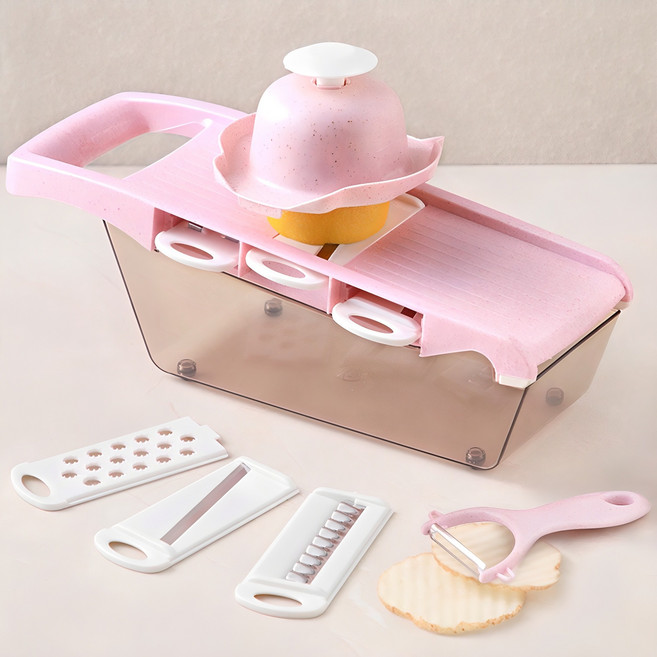 빌리빈 멀티 슬라이서 + 채칼 6종 세트, 핑크, 1개